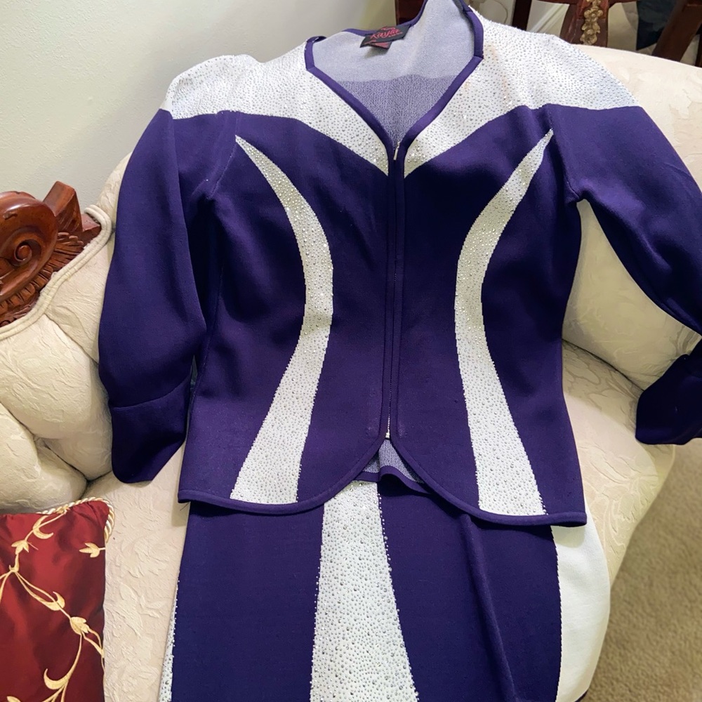 Purple and silver knit suit